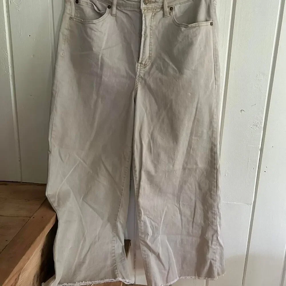 OAT Wide Leg High Rise Jeans - Cream size 12